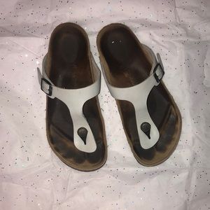 White Birkenstock sandals